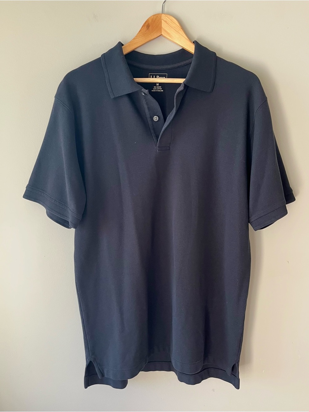 L.L Bean Classic Men's Polo Shirt in Black Size Medium 100% Cotton - Preppy